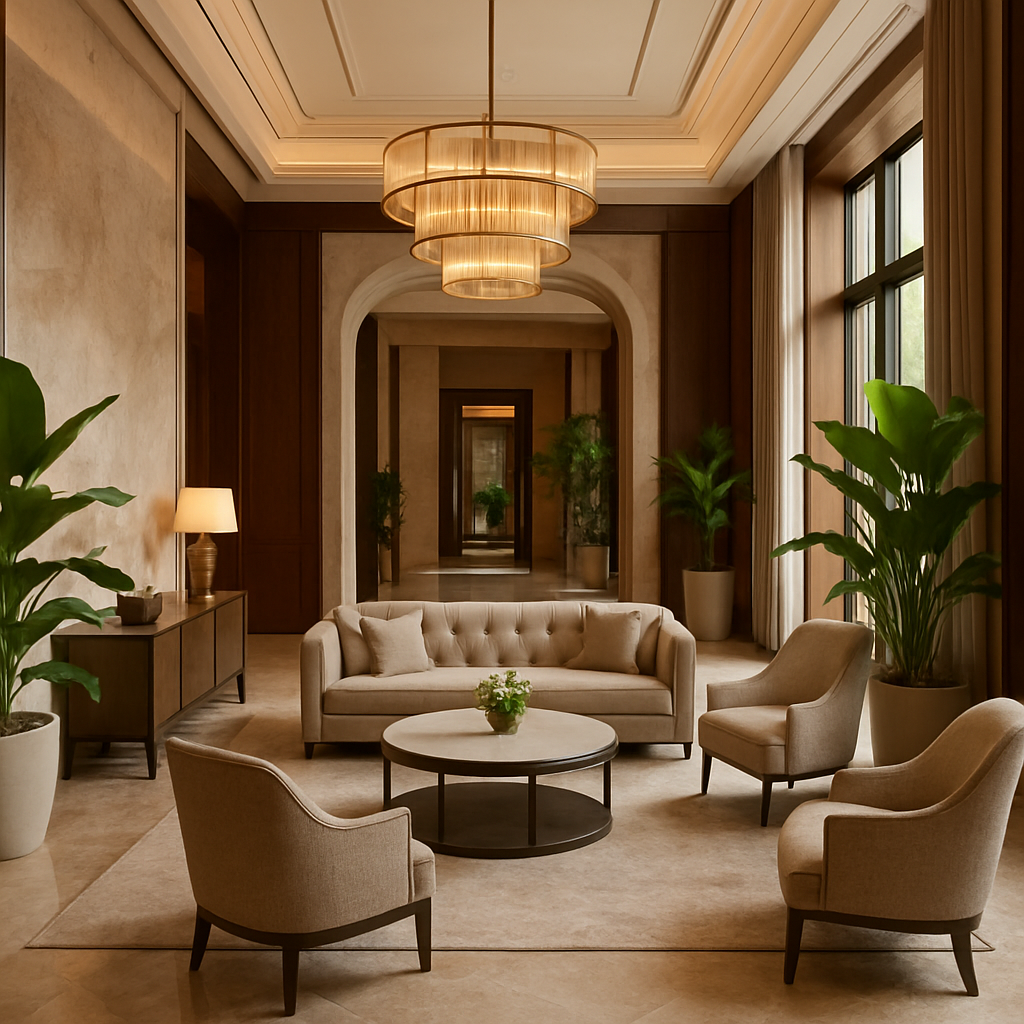 El cálido lobby de Hotel Turista