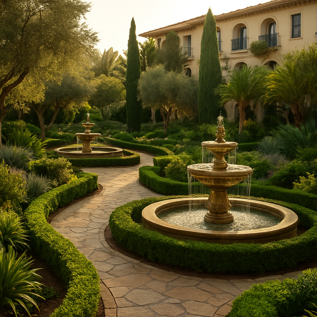 Lush garden courtyard